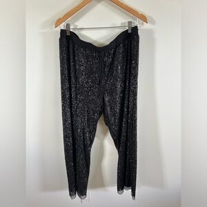 Johnny Was Black Sequins Pants Drawstring womens Large